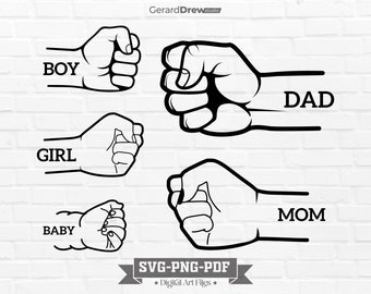 Family Fist Bump Set SVG PNG PDF | Mother's Day Design, Mom Fist Bump Svg, Boy Fist Bump, Baby Fist Bump Svg, Girl Fist Bump, Dad Fist Bump