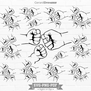 Ensemble coup de poing pour la fête des pères SVG PNG PDF | Conception fête des pères, bébé tout-petit enfant papa poing bosse Svg, téléchargement numérique, couper des fichiers, Cricut, camée