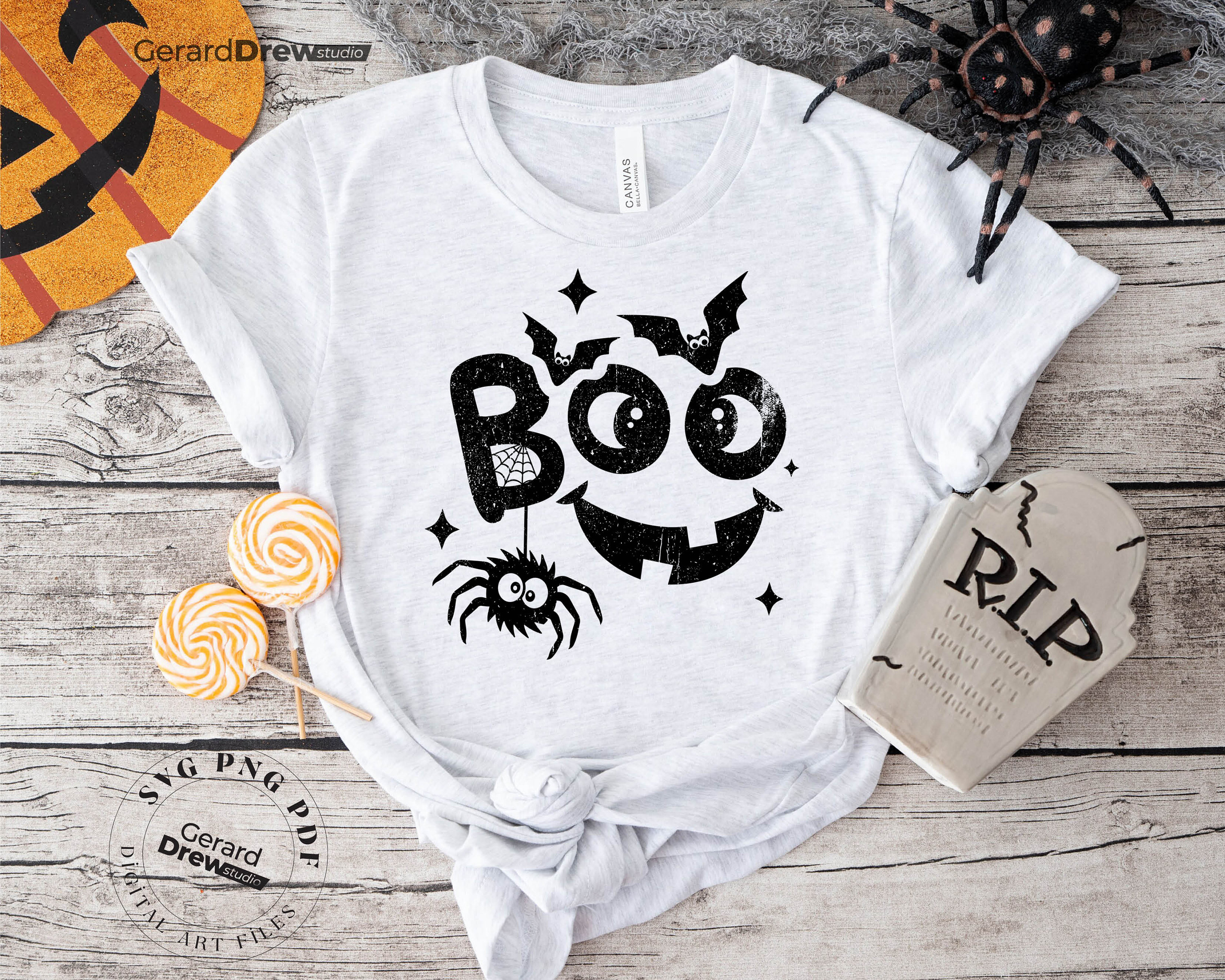 Kids Halloween Boo! SVG PNG | Funny Pumpkin, Spider Design (digital ...