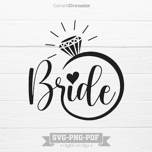Novia SVG PNG PDF / Boda Svg, Nupcial Svg, Anillo de diamantes, Fiesta nupcial Svg, Despedida de soltera, Archivos svg nupciales para cricut, silueta Cameo