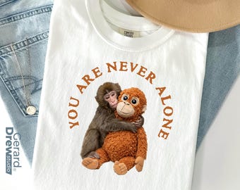 Viral Punch Monkey Shirt, Comfort Colors® Cute Baby Monkey with Plush Toy Shirt, Emotional Gift for Animal Lovers