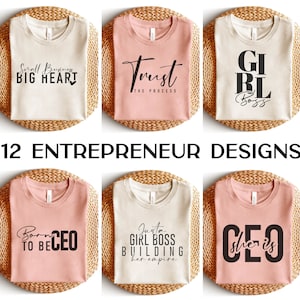 Lot de 12 entrepreneurs SVG PNG pour les propriétaires de petites entreprises, fichier Svg du PDG Cricut, citations motivantes bohèmes, conceptions numériques de l'entrepreneuriat