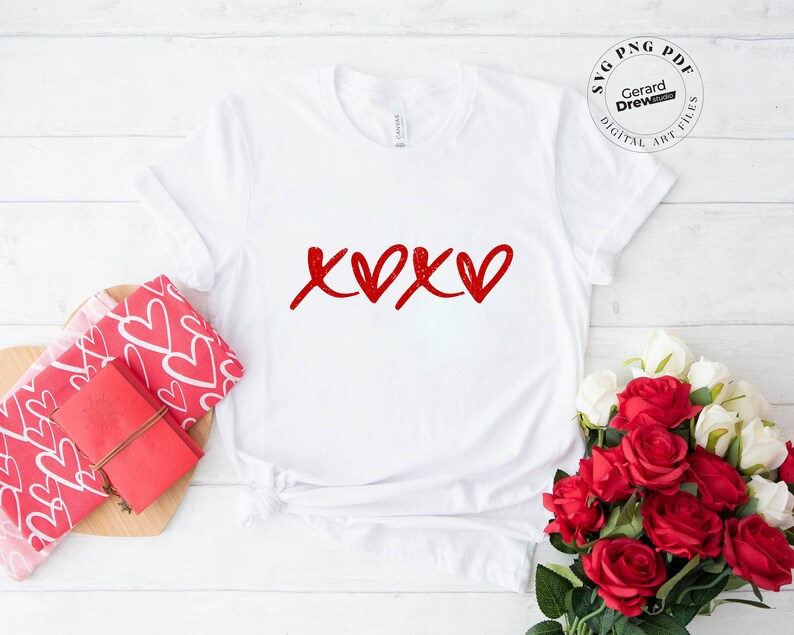 Hugs and Kisses XOXO SVG | Valentine's Day Heart Design (digital ...