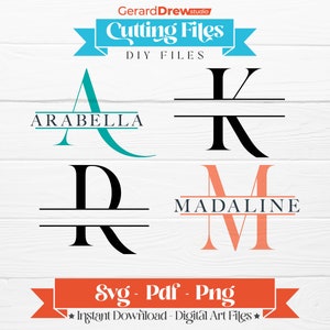 Split Monogram Alphabet SVG, PNG, PDF Split Monogram Frame Alphabet, Cut File for Cricut, Silhouette, 26 Individual Svg, Png Cut Files