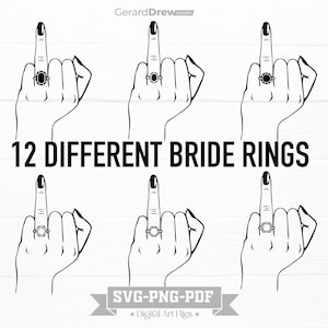 Hochzeit Finger SVG Bundle, PNG, PDF | Verlobte Finger svg, Wifey Diamant Ring. Vektor-Schnittdatei für Cricut, Silhouette, Abziehbild, Aufkleber, Vinyl