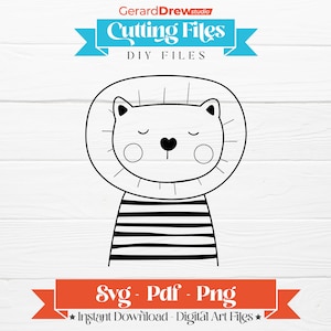 Cute Lion SVG | Cute Lion PNG | Cute Lion PDF | Outline cut file for Cricut