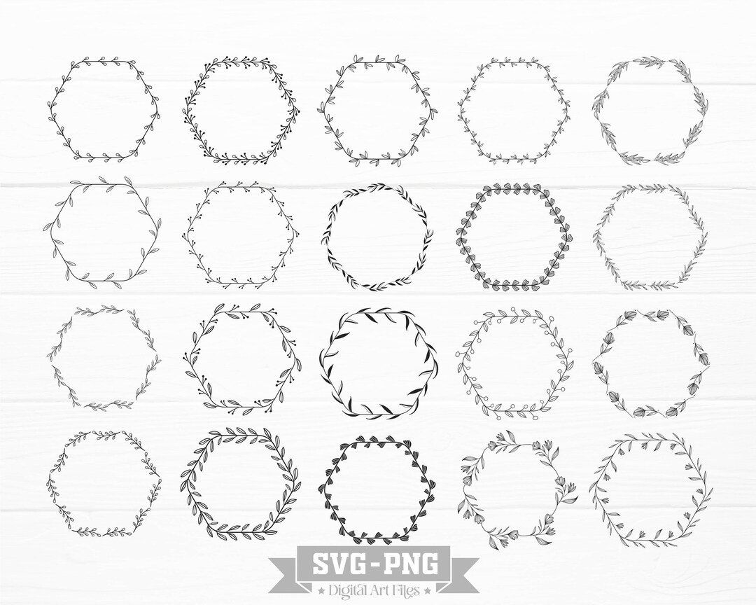 Floral Wreath SVG Bundle | Laurel, Heart, Wedding (digital Download ...