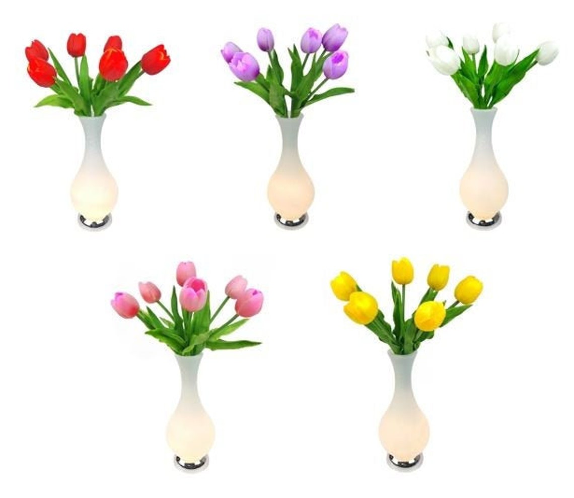 LED Tulip Flower Vase Table Lamp 56cm Home Decor Light Etsy