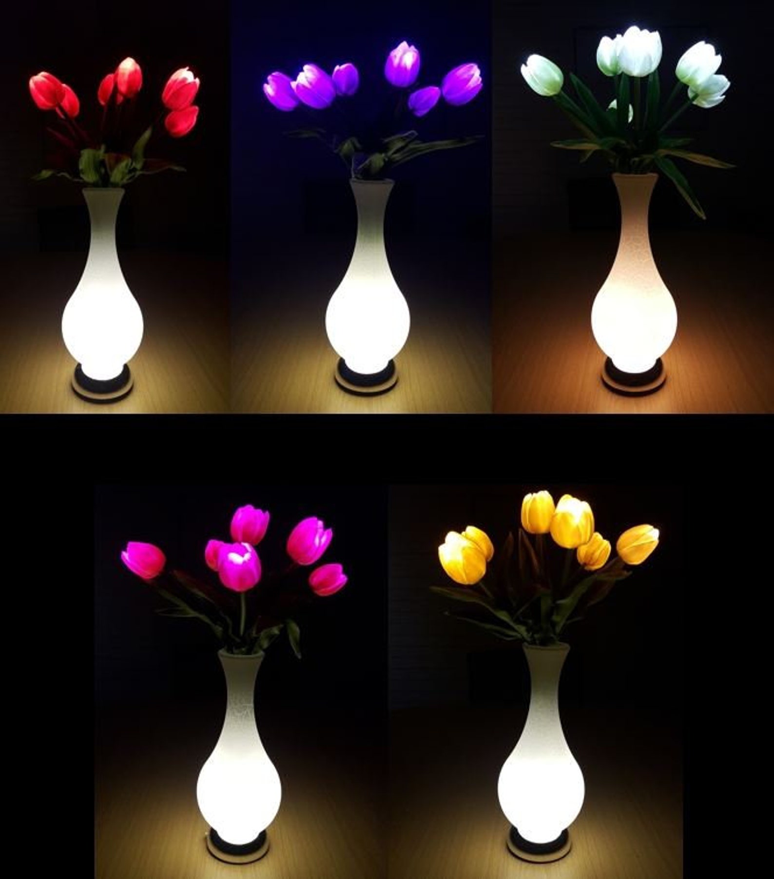 LED Tulip Flower Vase Table Lamp 56cm Home Decor Light Etsy