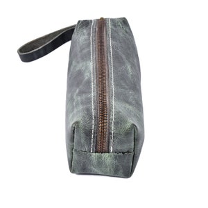 Astuccio quadrato in vera pelle di bufalo - Astuccio con cerniera personalizzato - Astuccio cosmetico - Astuccio per matite - Regalo per artisti - Ritorno a scuola