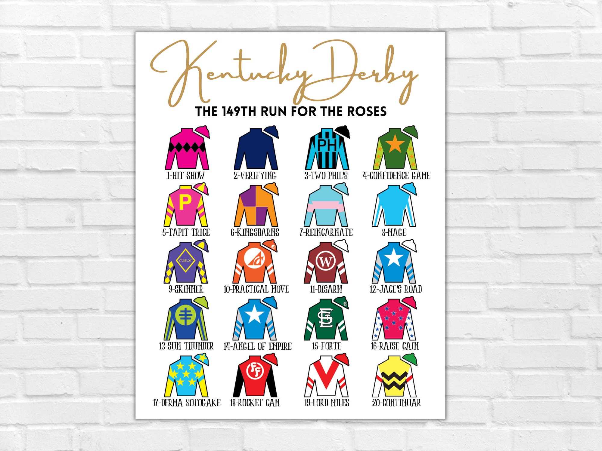 2023 KY Derby Large Prints Jockey Silks Kentucky Derby Horse Etsy