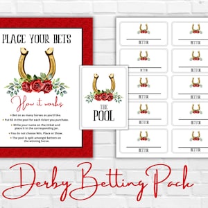 Kentucky Derby wedden afdrukbaar, paardenrace weddenschappen teken en kaarten, Derby feestactiviteit, Kentucky Derby bundel, bewerkbare Instant Download