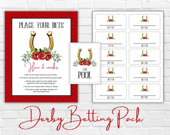 Kentucky Derby Betting Printable, Horse Race Betting Sign and Cards, Derby Party Activities, Kentucky Derby Bundle, Digital Instant Download