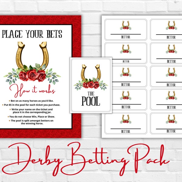 Kentucky Derby Betting Printable, Horse Race Betting Sign and Cards, Derby Party Activities, Kentucky Derby Bundle, Digital Instant Download