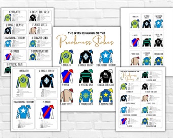 2024 Preakness Horse, Jockey Silks, Horse Roster Printables- Updated 14MAY2024