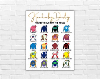 2024 Kentucky Derby Large Prints, Jockey Silks, Kentucky Derby Horse Roster 28APR2024