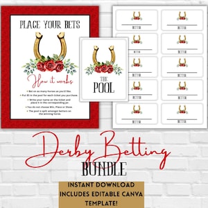 Kentucky Derby Betting Game Printable, Horse Race Party (Editable Template)