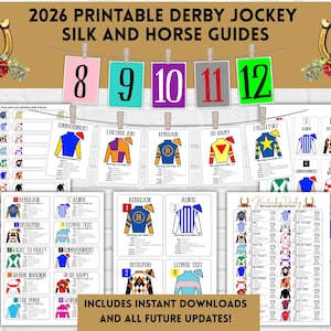 Lista de caballos del Derby de Kentucky 2026, sedas de jockey del 152.º Derby, descarga instantánea, imprimible para fiestas (PDF)