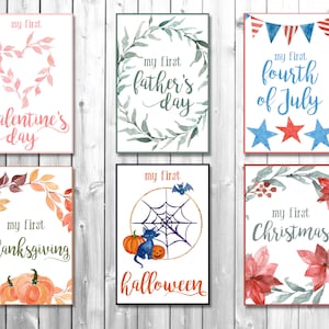Cartes d'étape de bébé de vacances imprimables, cartes d'étape de vacances à télécharger