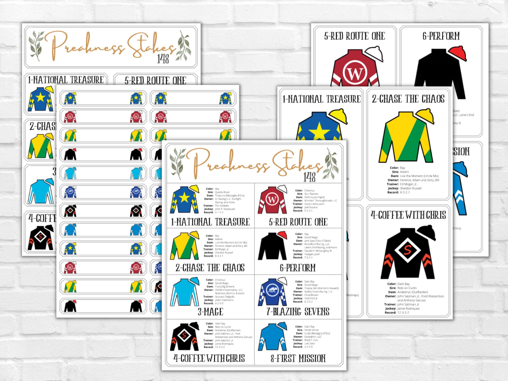 2023 Preakness Horse Jockey Silks Horse Roster Printables Etsy