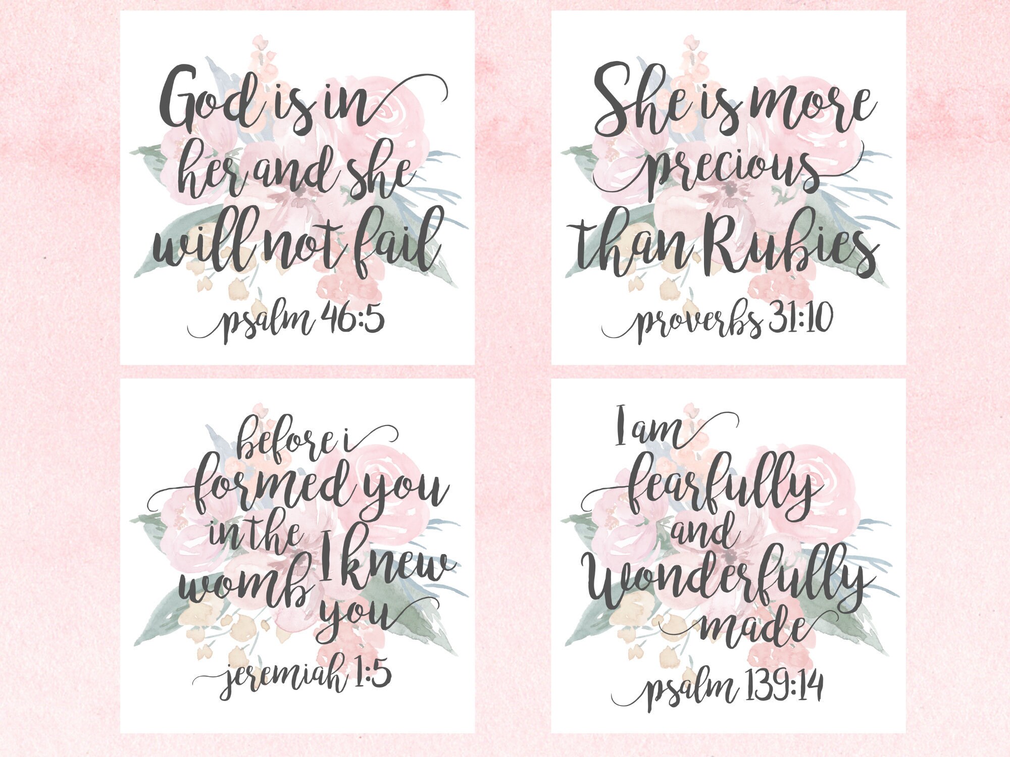 Floral Scripture Nursery Decor, Bible Verse Wall Art, Girl Nursery Wall ...