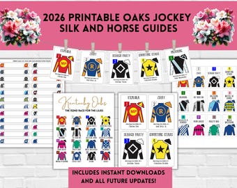 2026 Kentucky Oaks Horse Roster, 152nd Oaks Jockey Silks Instant Download Party Printable (PDF)