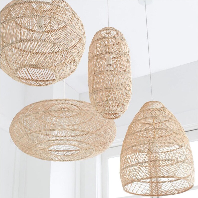 Rattan Pendant Light Rattan Ceiling Lights Bamboo Pendant Etsy