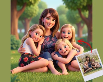 ustom Cute 3D Portrait | Animated Style Family Illustration | Digital Art Commission