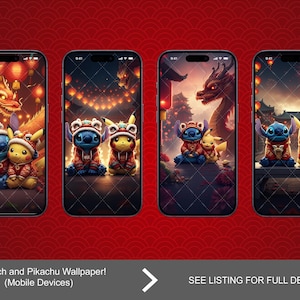 Digital Stitch and Pikachu Wallpaper | Digital Download | iPhone Wallpaper | Home Screen | Digital Download | iPhone 15 Pro Max | Android