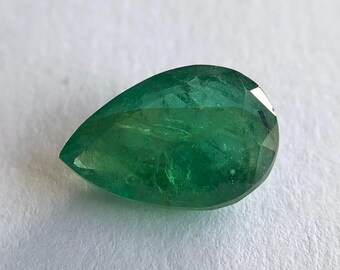 Natural Zambian Emerald: 4.24 Carat Pear Cut Dark Green Loose Gemstone