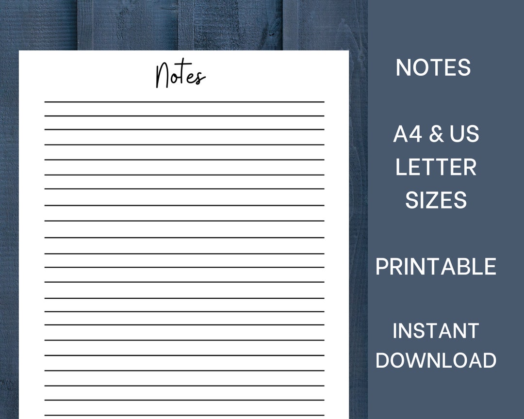 Notes Page I Printable I A4 & US Letter Sizes I PDF Instant - Etsy