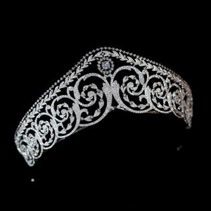 Corona de boda de lujo con circonitas cúbicas ultra reflectantes, tiara real de diamantes de Imelda Marcos, tocado nupcial elegante y auténtico, delicados accesorios para novia.