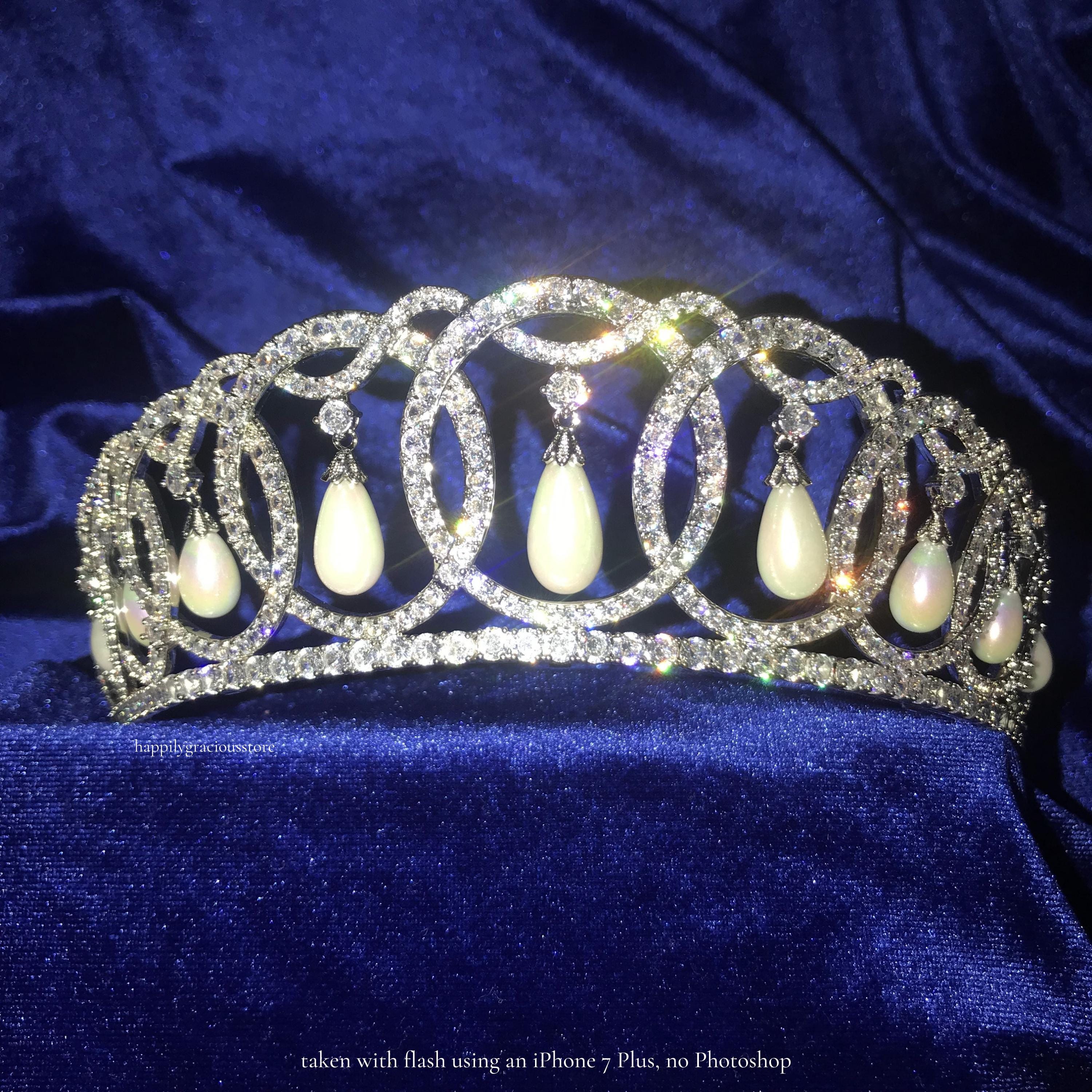 14cm Gold Crystal Crown Tiara – Wedding Prom Queen, Women's, Unbranded