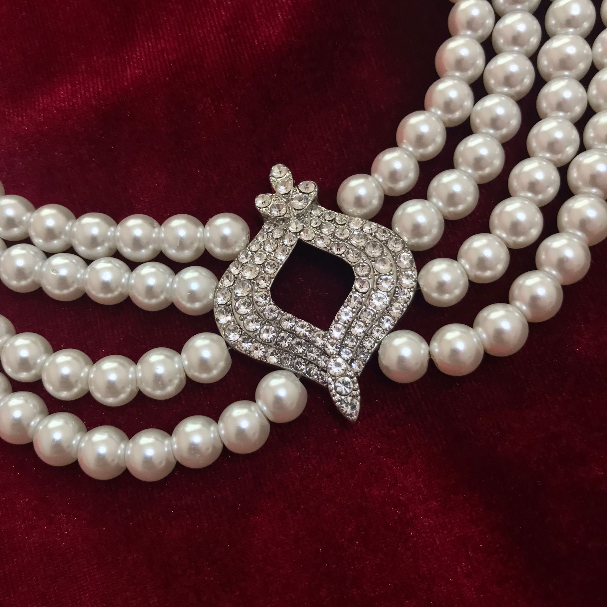 Collana Girocollo Reale Con Perle - Replica Stile Regina Elisabetta, Diana E Caterina