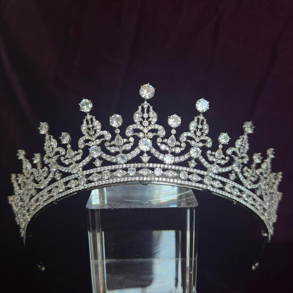 Platinum-Plated Cubic Zirconia Wedding Tiara, 5.7\