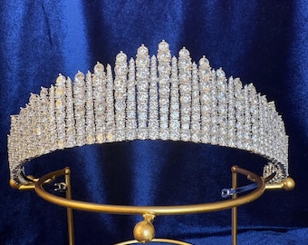 Bridal Wedding Crown Queen Alexandra&#39;s Diamond Kokoshnik Queen Elizabeth II Tiara Cubic Zirconia British Royal Luxury Classic Headpiece