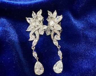 Princesa Catalina de Gales Duquesa Kate Middleton Princesa Lady Diana Diamante CZ Pendientes colgantes con clip Reales Graduación Boda Estilo nupcial