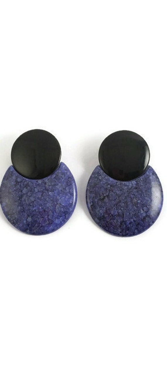 1980s Black and Purple Post Earrings For Pierced E