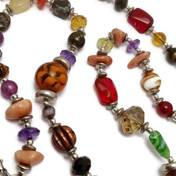 Cookie Lee Multicolored Glass and Gemstone Beaded Necklace