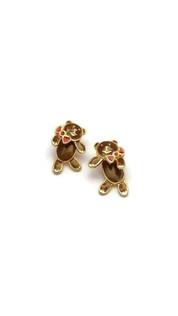 Signed Berebi Vintage Teddy Bear Earrings