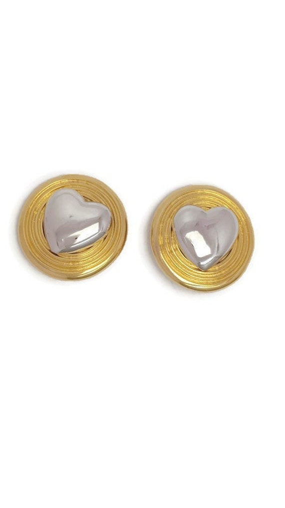 Vintage Jewelry Chic and Elegant Two Tone Heart Cl