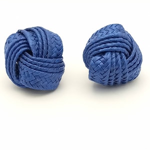 Vintage Blue Knot Post Earrings - Woven Knot Earrings - Vintage Jewelry For Pierced Ears - Retro Fashion Accessories