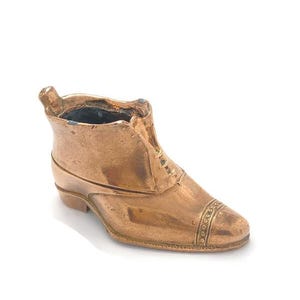 Brass Plated Shoe Match Stick Holder, Vintage/Antique Match Holder, Small Shoe Match Holder