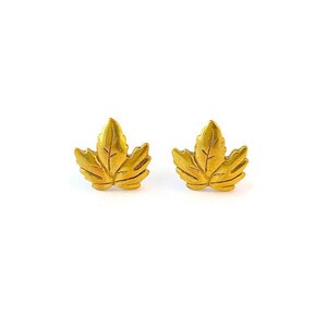 Vintage Brass Maple Leaf Post Earrings