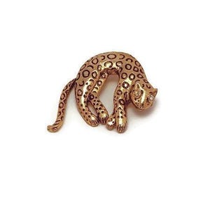 Vintage Leopard Cat Brooch with Moving Tail
