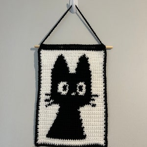 Crochet Kiki's Delivery Service Jiji Inspired Tapestry/wall
