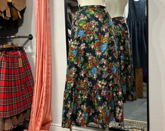 Vintage jaren '70 bloemen midi rok UK 14