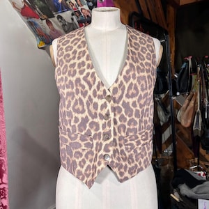 Vintage 90s leopard print waistcoat UK 8