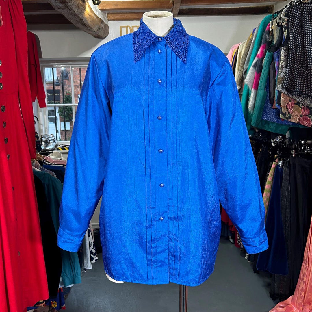 Light Steel Blue Doll Collar Chiffon Blouse