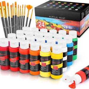 Pastel Acrylic Paint Set with 12 Brushes, 36 Pastel Colors (59Ml